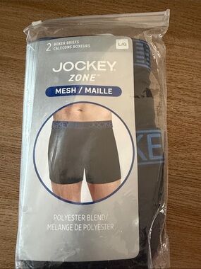 NWT Jockey Zone Men's Mesh Boxer Briefs - Black with Blue Waistband